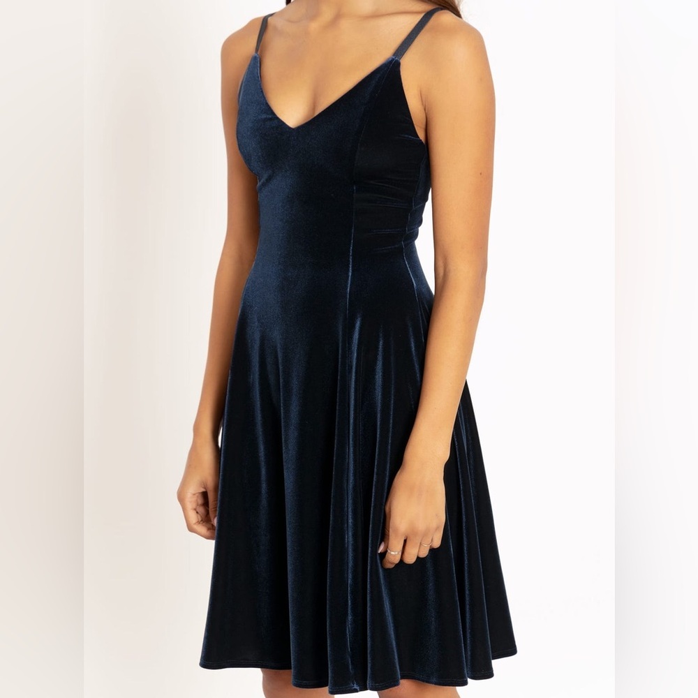 Black Milk Navy Velvet Strappy Longline Dress